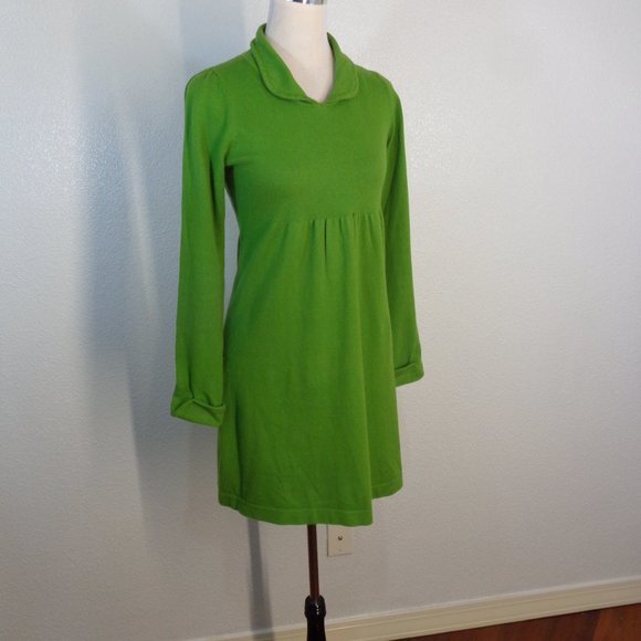 Tyler Boe Green Sweater Dress sz Small Cotton Cashmere blend bright color! - Picture 2 of 6
